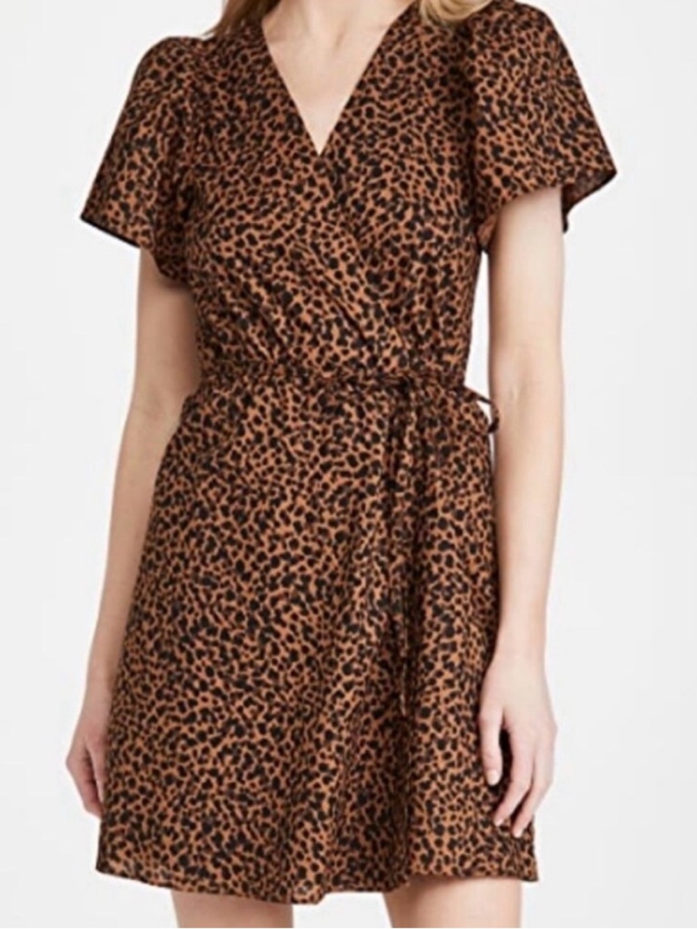 Madewell Leopard Print V-Neck Wrap Dress